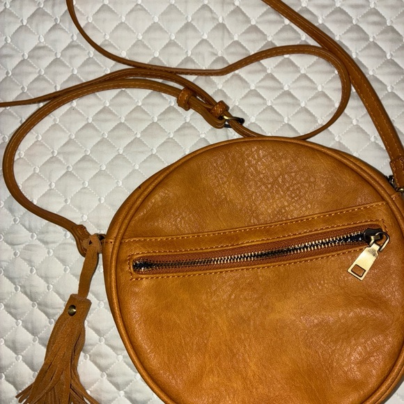 Round Tan Leather Crossbody Bag - Picture 6 of 15